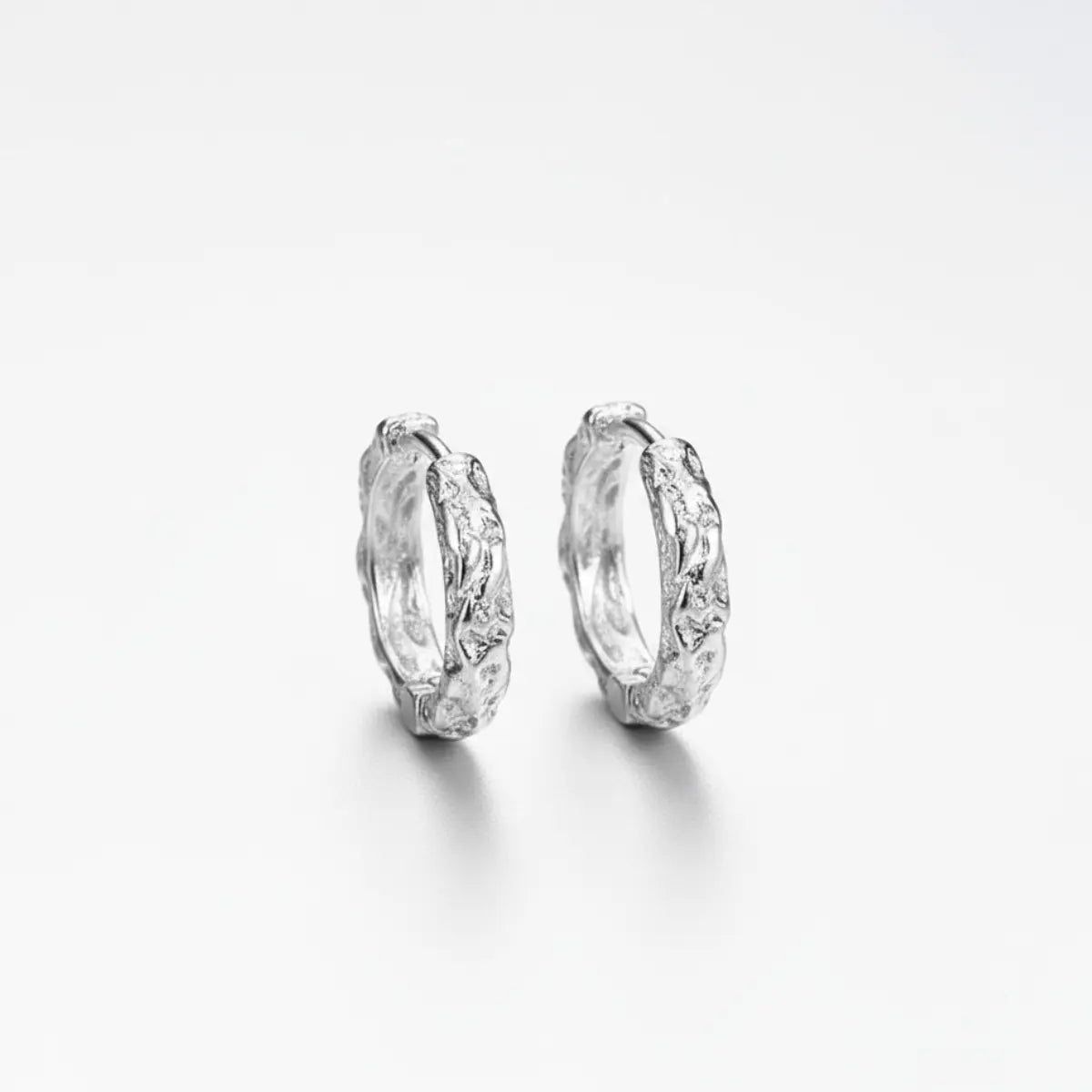 Textured Huggie Hoop Earrings White Gold