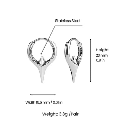 Textured Spike Huggie Hoop Earrings Dimensions and Weight