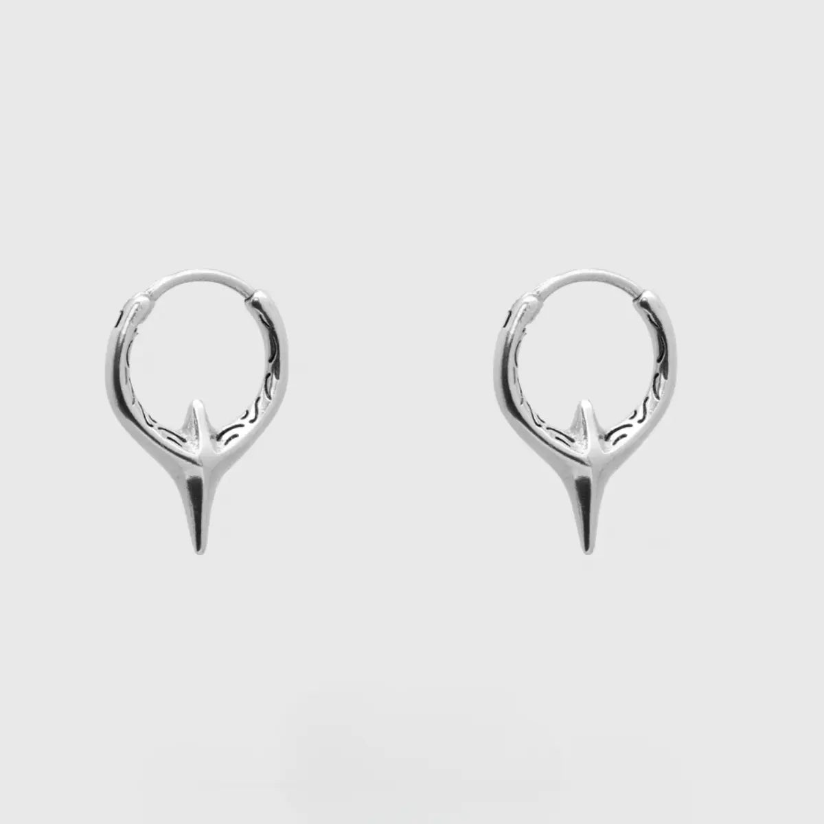 Textured Spike Huggie Hoop Earrings Front Details