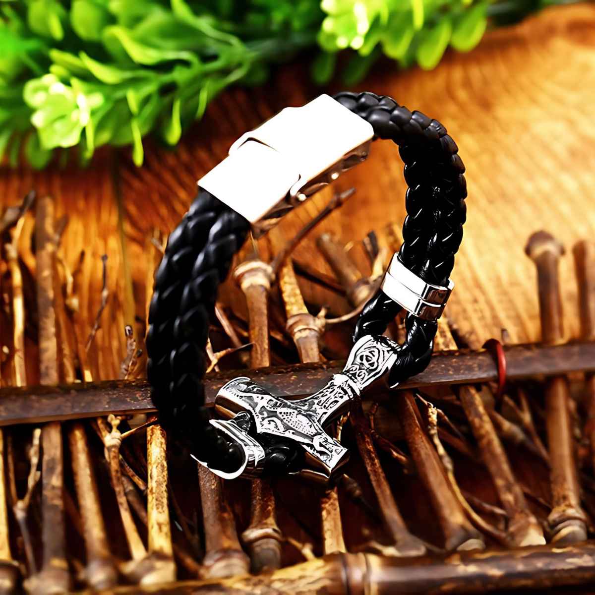 Thors Hammer Leather Bracelet Xenos Jewelry