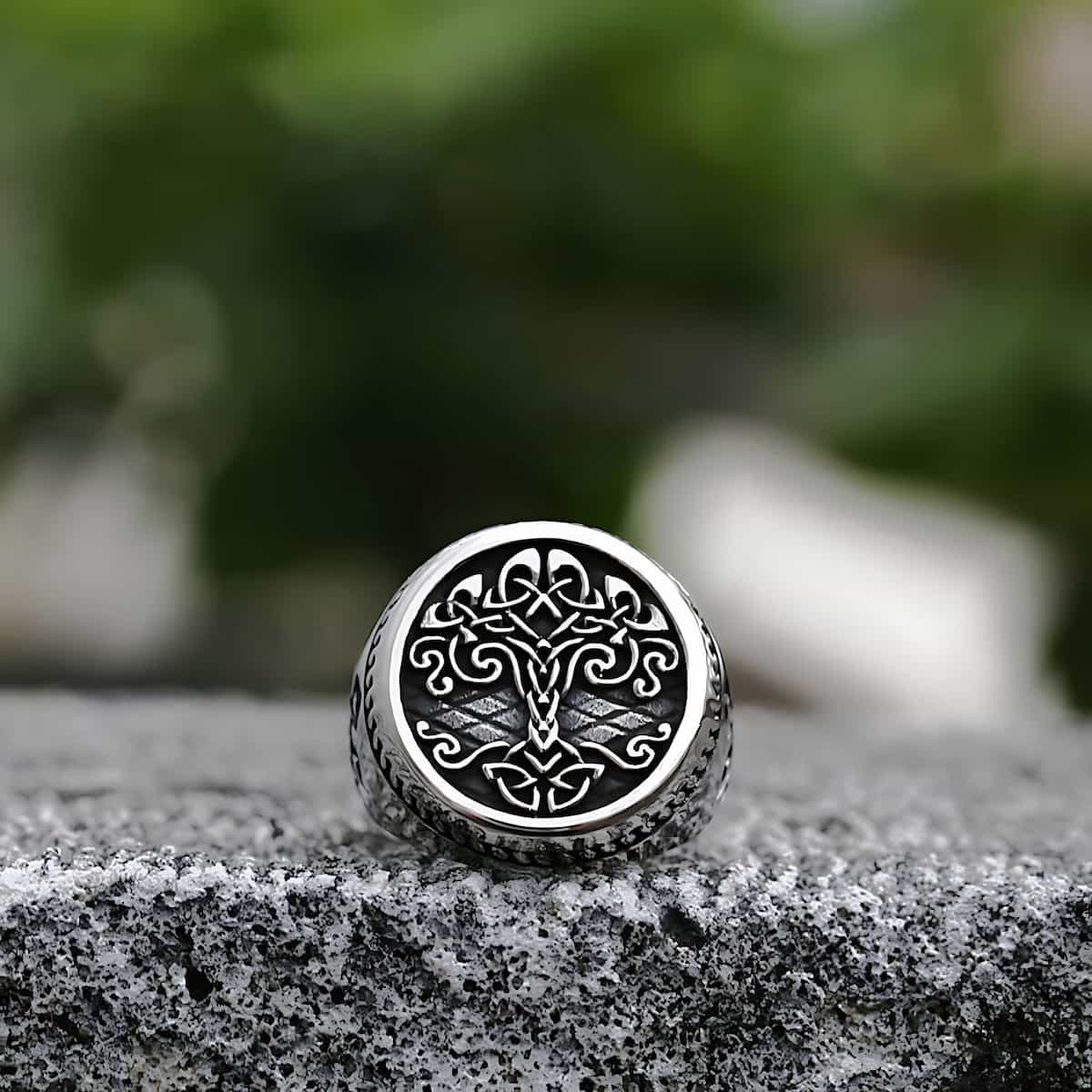 Tree of Life Signet Stainless Steel Ring
