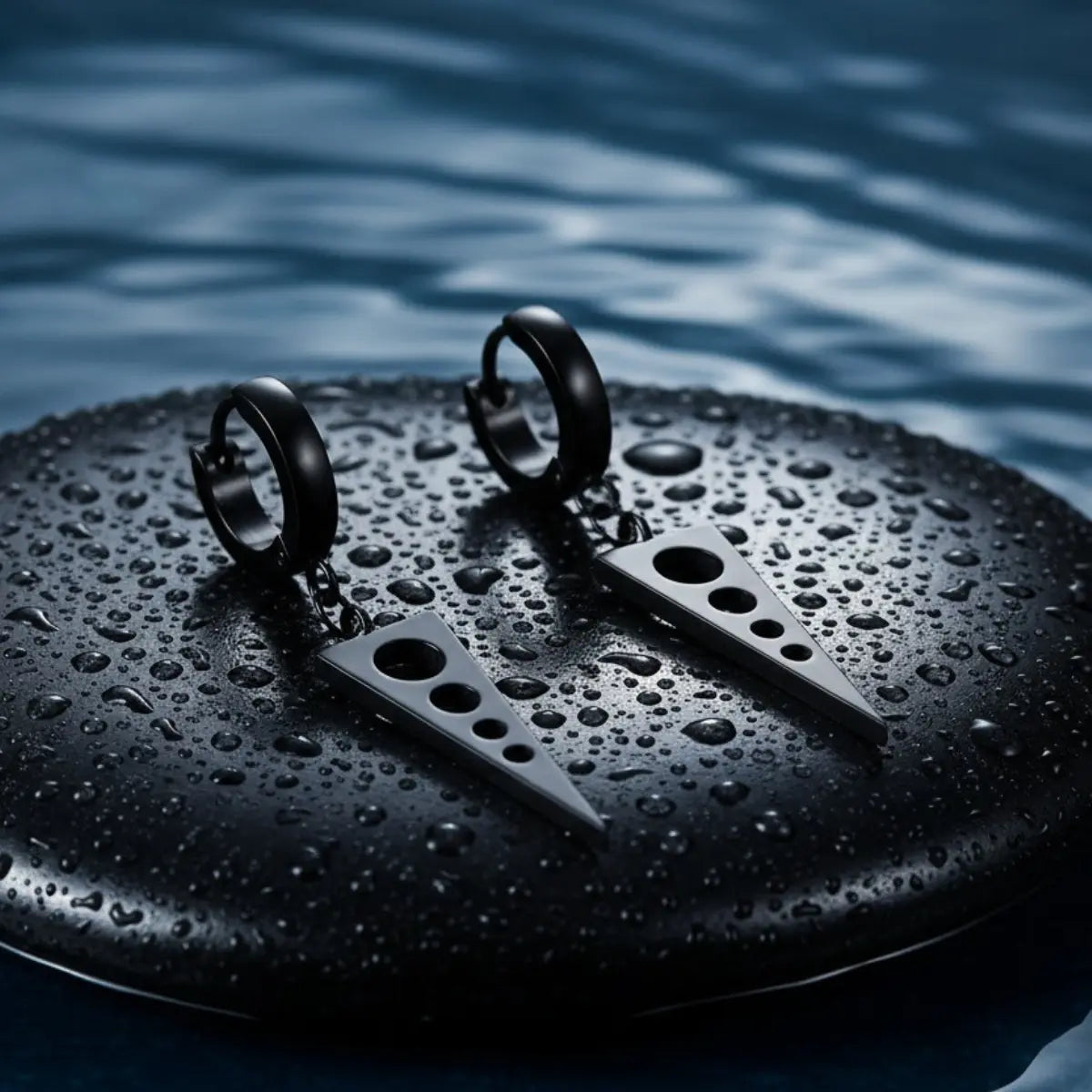 Triangle Dangle Earrings Black