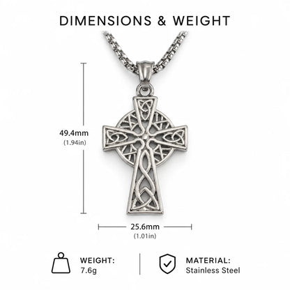 Trinity Knot Cross Necklace Silver Dimension Diagram 58.7mm 2.31inch and 36.6mm 1.44inch 15.6g 0.55oz