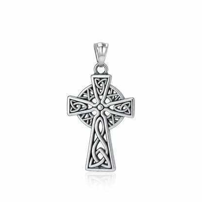 Trinity Knot Cross Necklace Silver Pendant Only Front View White Background