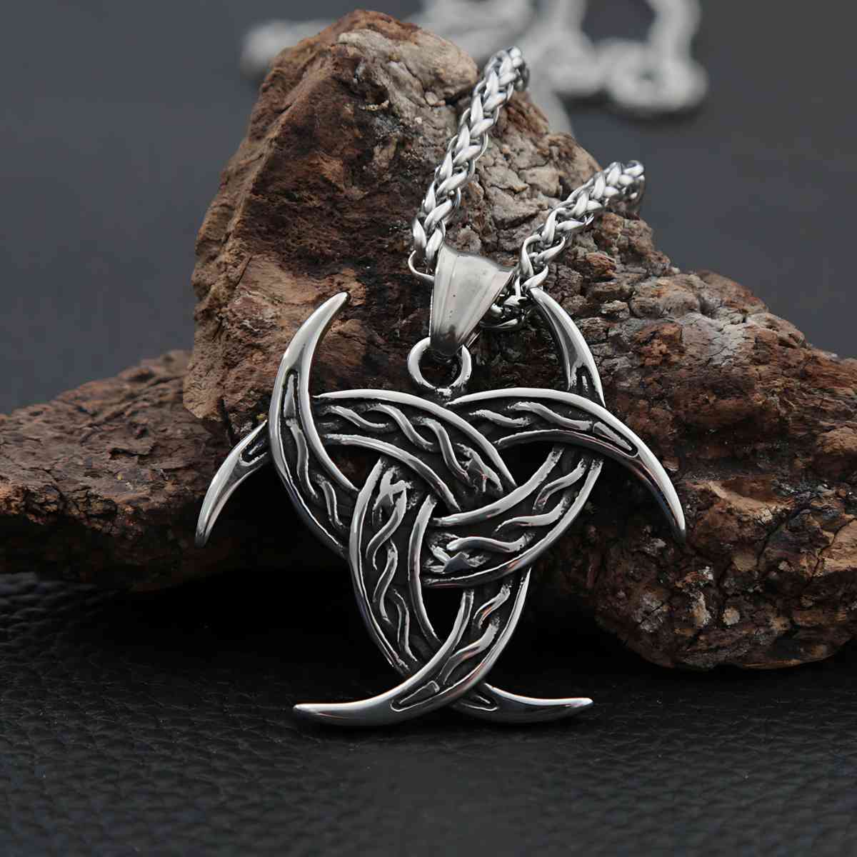 Collana con il triplo corno di Odino, collana Triquetra, collana con Collana con il triplo corno di Odino, collana Triquetra, collana con