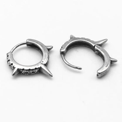 Triple Spike Huggie Hoop Earrings Top Details