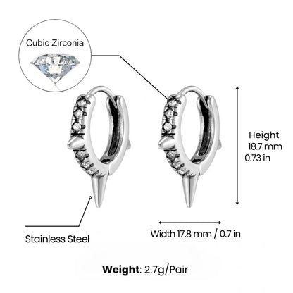 Triple Spike Huggie Hoop Earrings