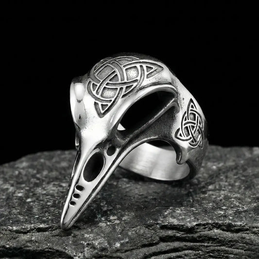 Triquetra Raven Skull Ring