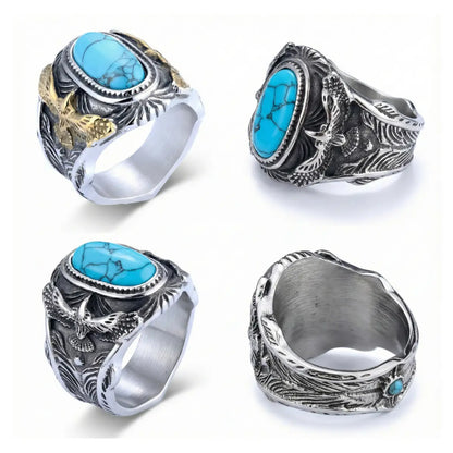 Turquoise Eagle Ring Multi Angle Details