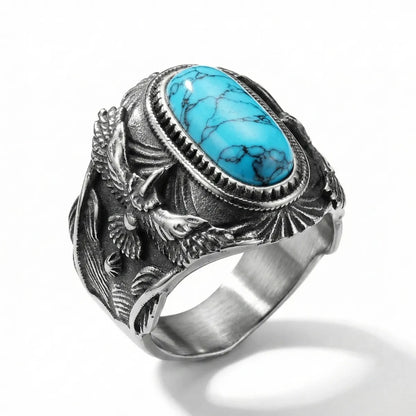 Turquoise Eagle Ring Silver