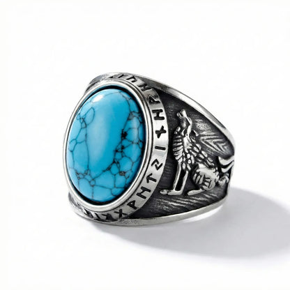 Turquoise Viking Rune Ring Details