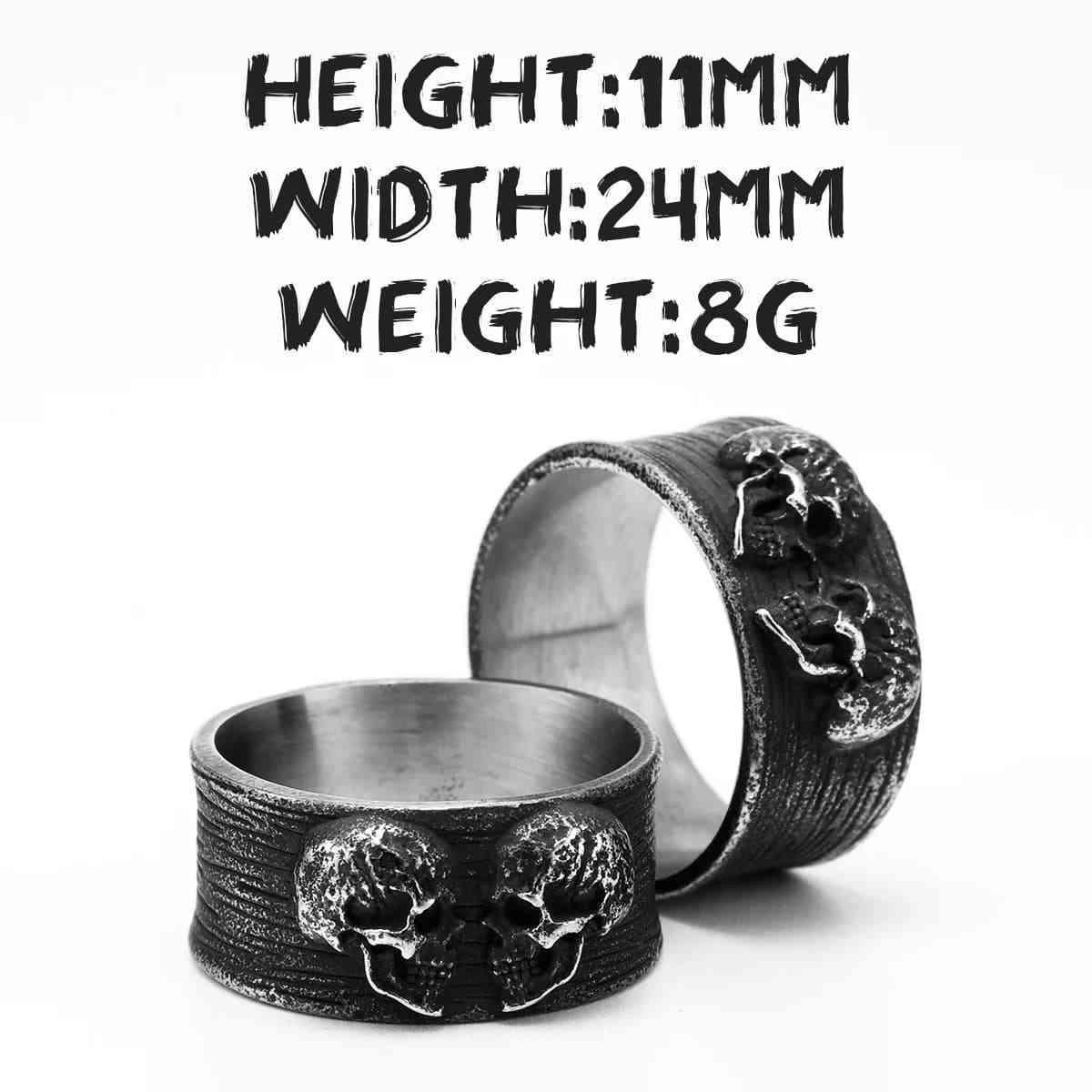Twin Skull Ring Stainless Steel Xenos Jewelry