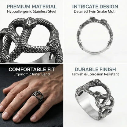 Twin Snake Ring Features