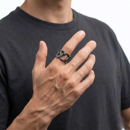 Twin Snake Ring Worn by Male Model