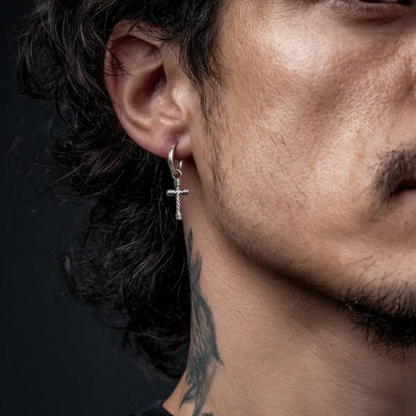 Twisted Cross Dangle Hoop Earrings | Xenos Jewelry