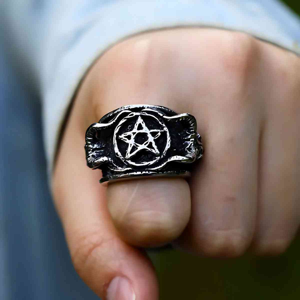 Twisted Goat Pentagram Ring
