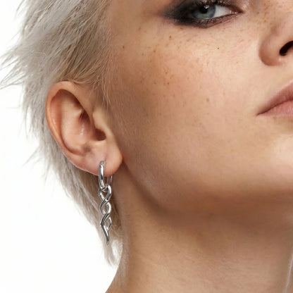 Twisted Spike Drop Earrings Worn by Female Model