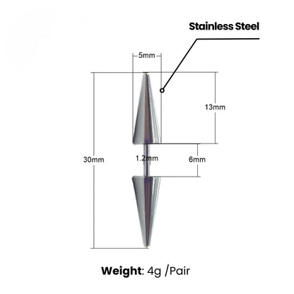 Two Sided Spike Stud Earrings Dimensions and Weight