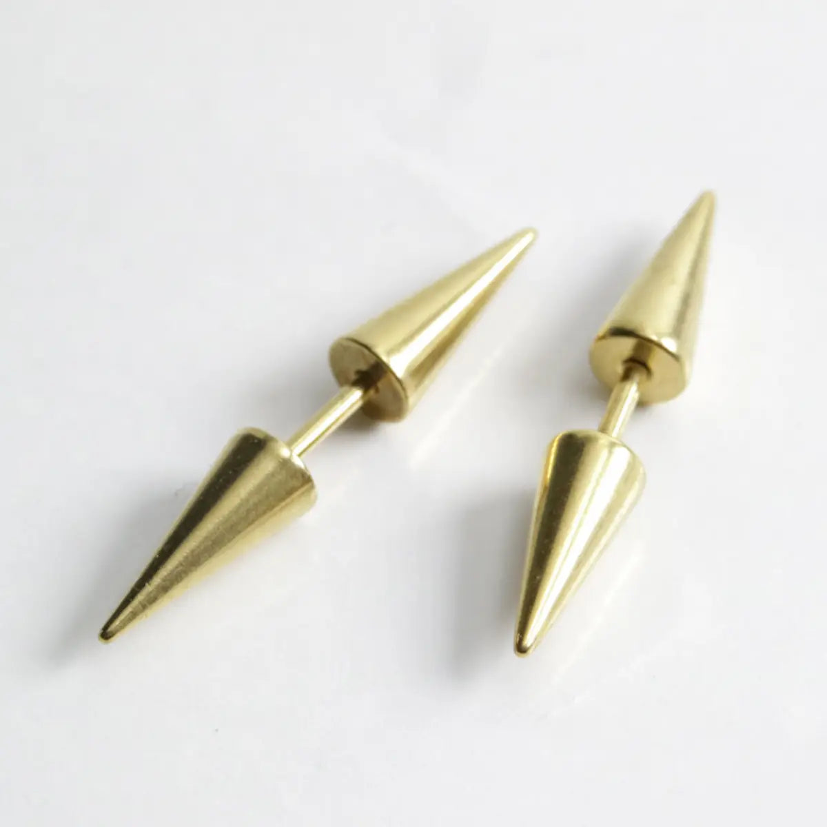 Two Sided Spike Stud Earrings Gold
