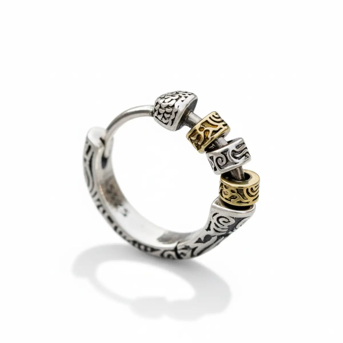 Two Tone Bead Hoop Earrings Front