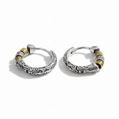 Two Tone Bead Hoop Earrings Side