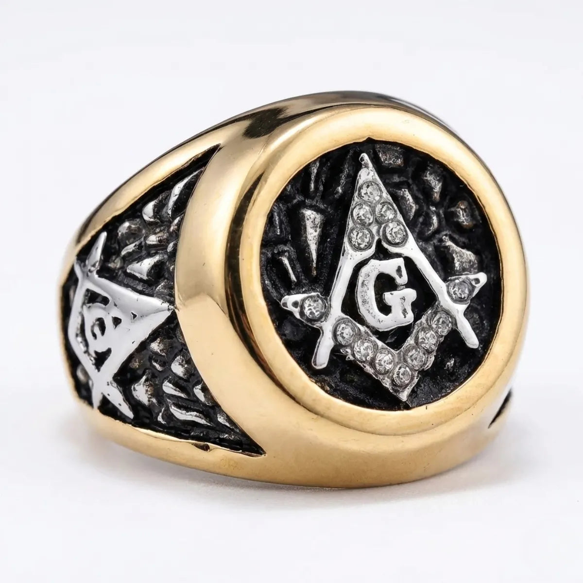 Two Tone Masonic Ring Details