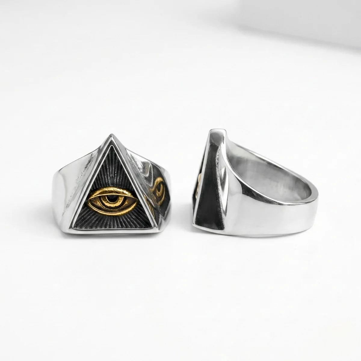 Two Tone Pyramid Eye Ring Multi Angle Details