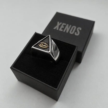 Two Tone Pyramid Eye Ring Silver Gold Packaging Box View