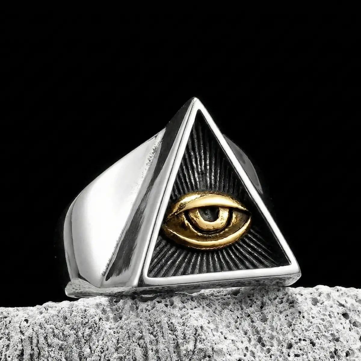 Two Tone Pyramid Eye Ring