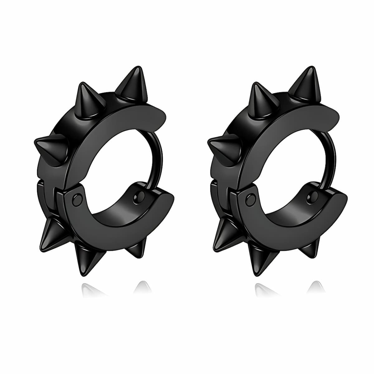 Unisex Hoop Spike Punk Earrings Black Xenos Jewelry