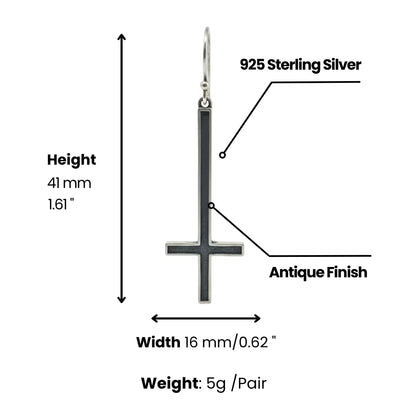 Upside Down Cross Earrings Dimensions and Weight