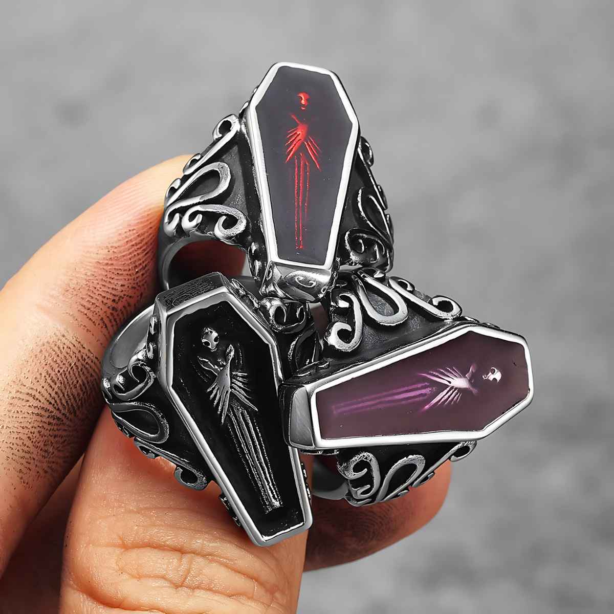 Red Vampire Coffin Ring