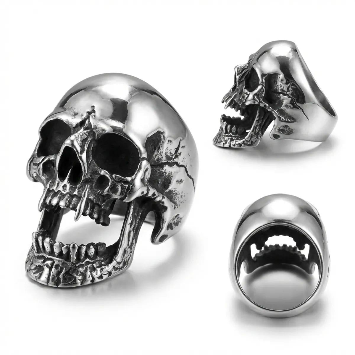 Vampire Skull Ring Multi Angle