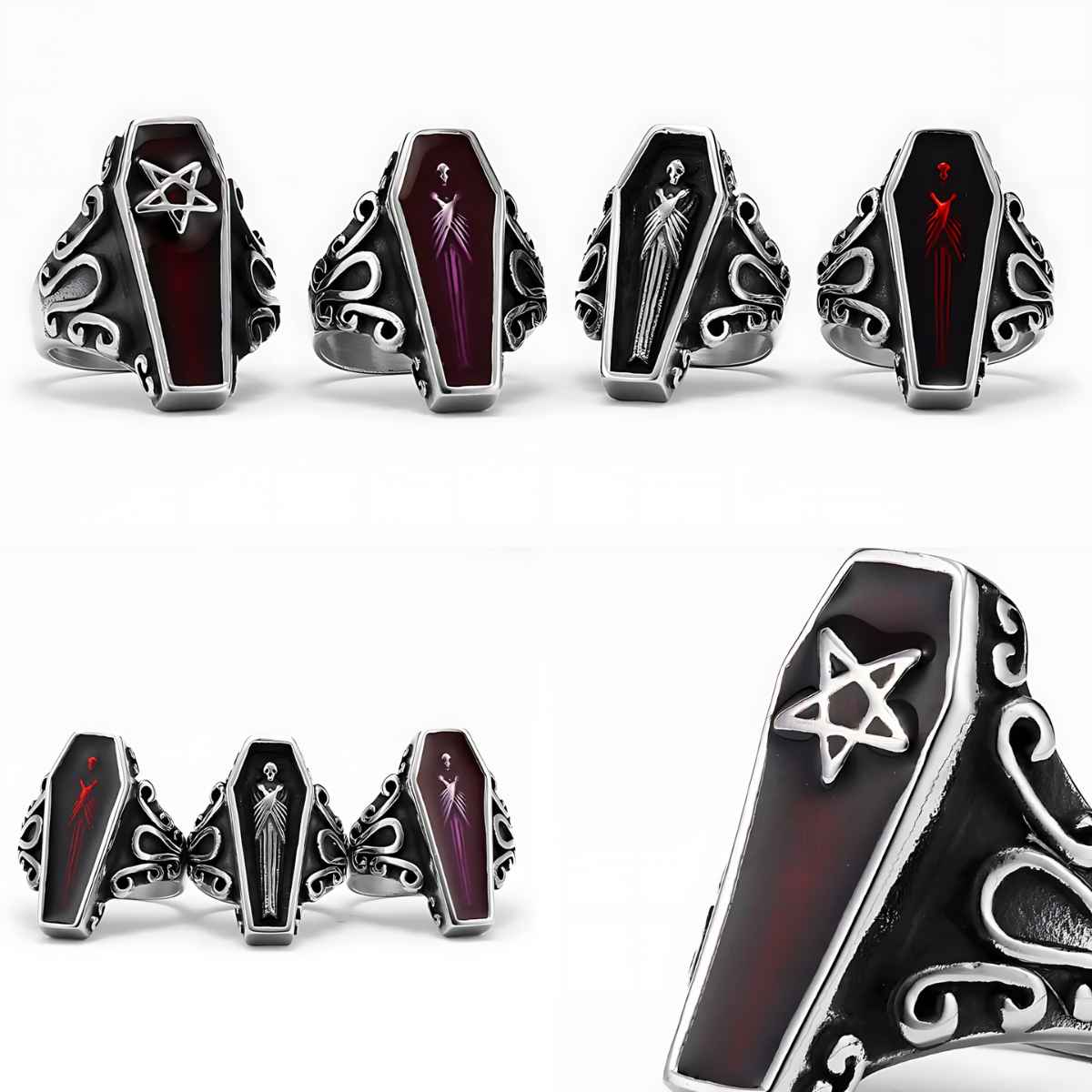 Real Vampire Rings Silver Vampire Coffin Ring | Xenos Jewelry