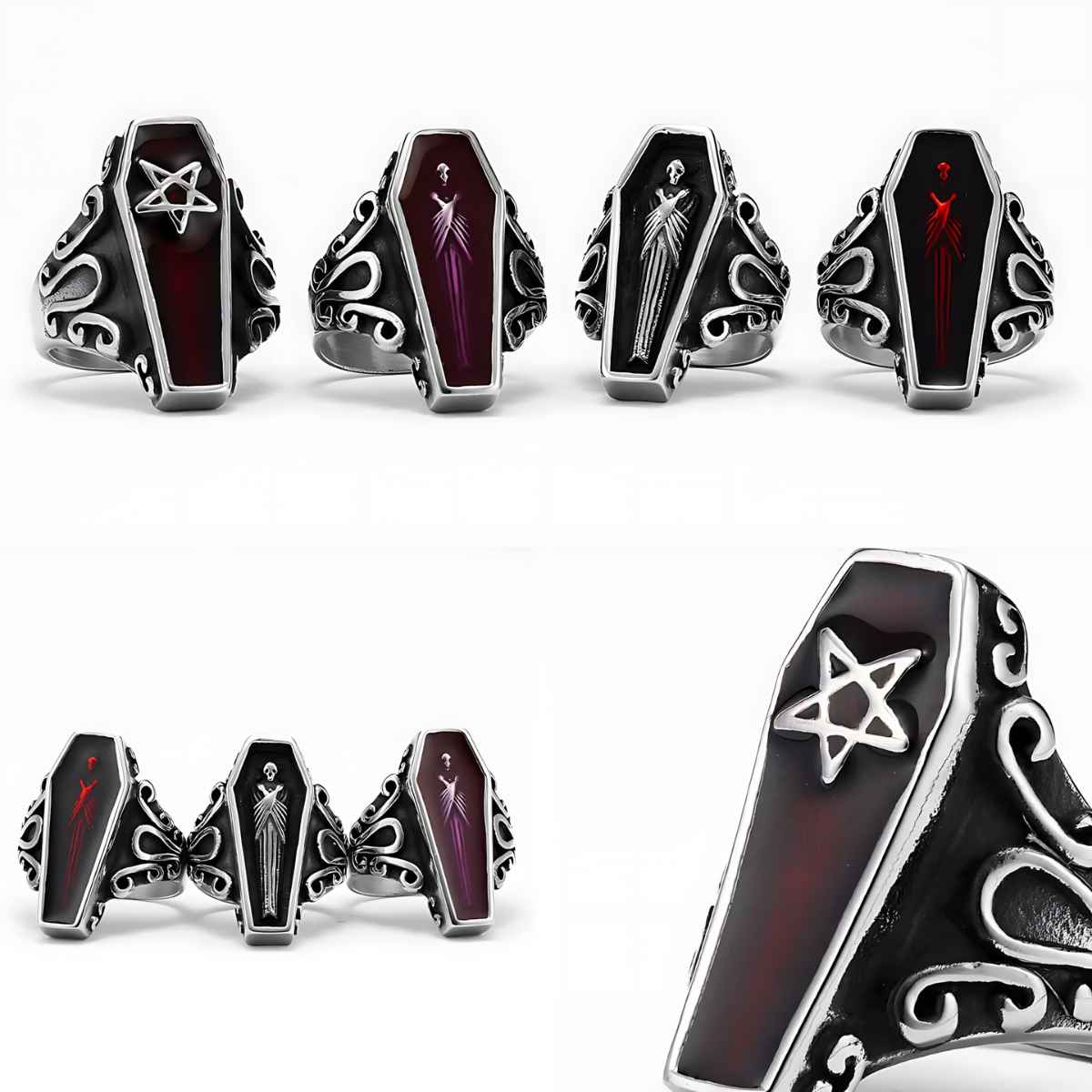 Vampire and Seal Coffin Rings