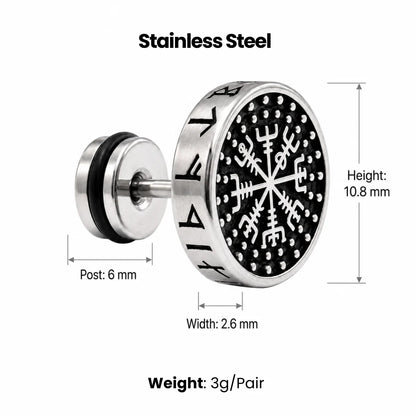 Vegvisir Studs Silver Dimensions and Weight Infographic