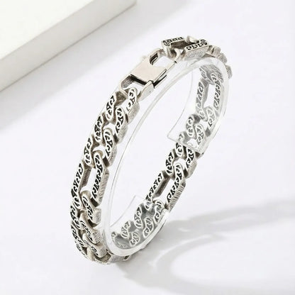 Viking Carved Figaro Bracelet Antique Silver Details