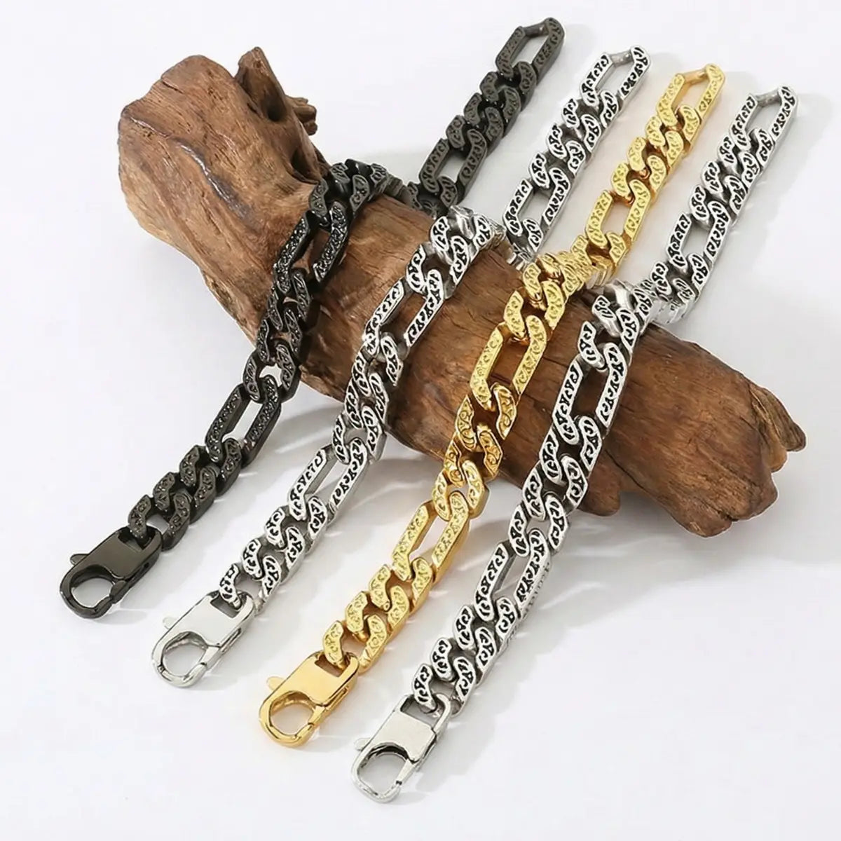 Viking Carved Figaro Bracelet Details