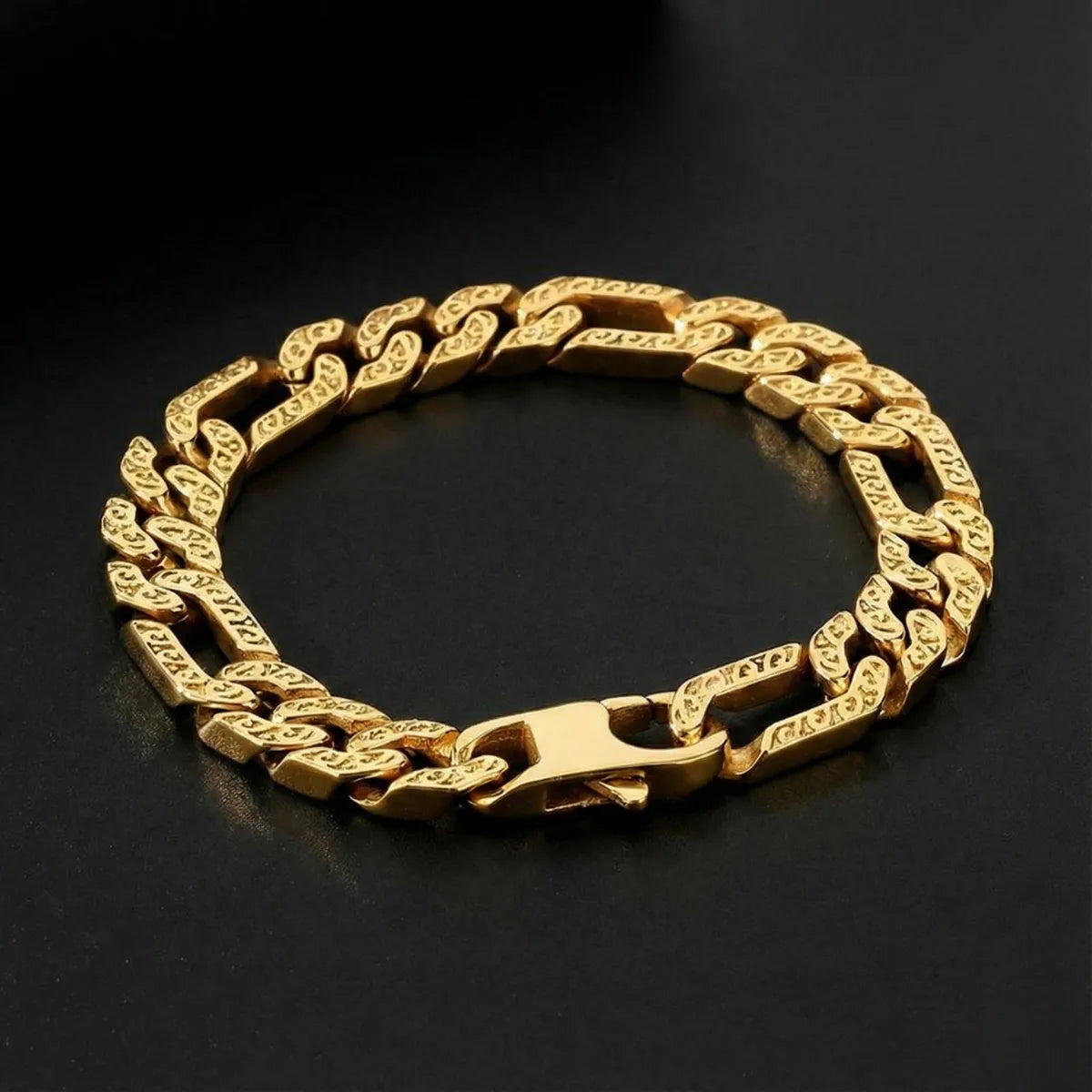 Viking Carved Figaro Bracelet Gold