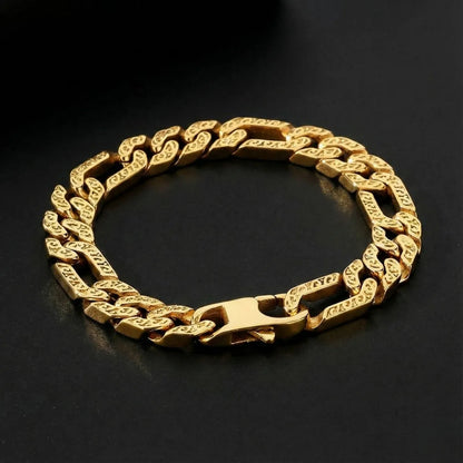 Viking Carved Figaro Bracelet Gold