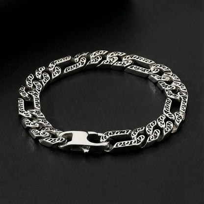 Viking Carved Figaro Bracelet Silver