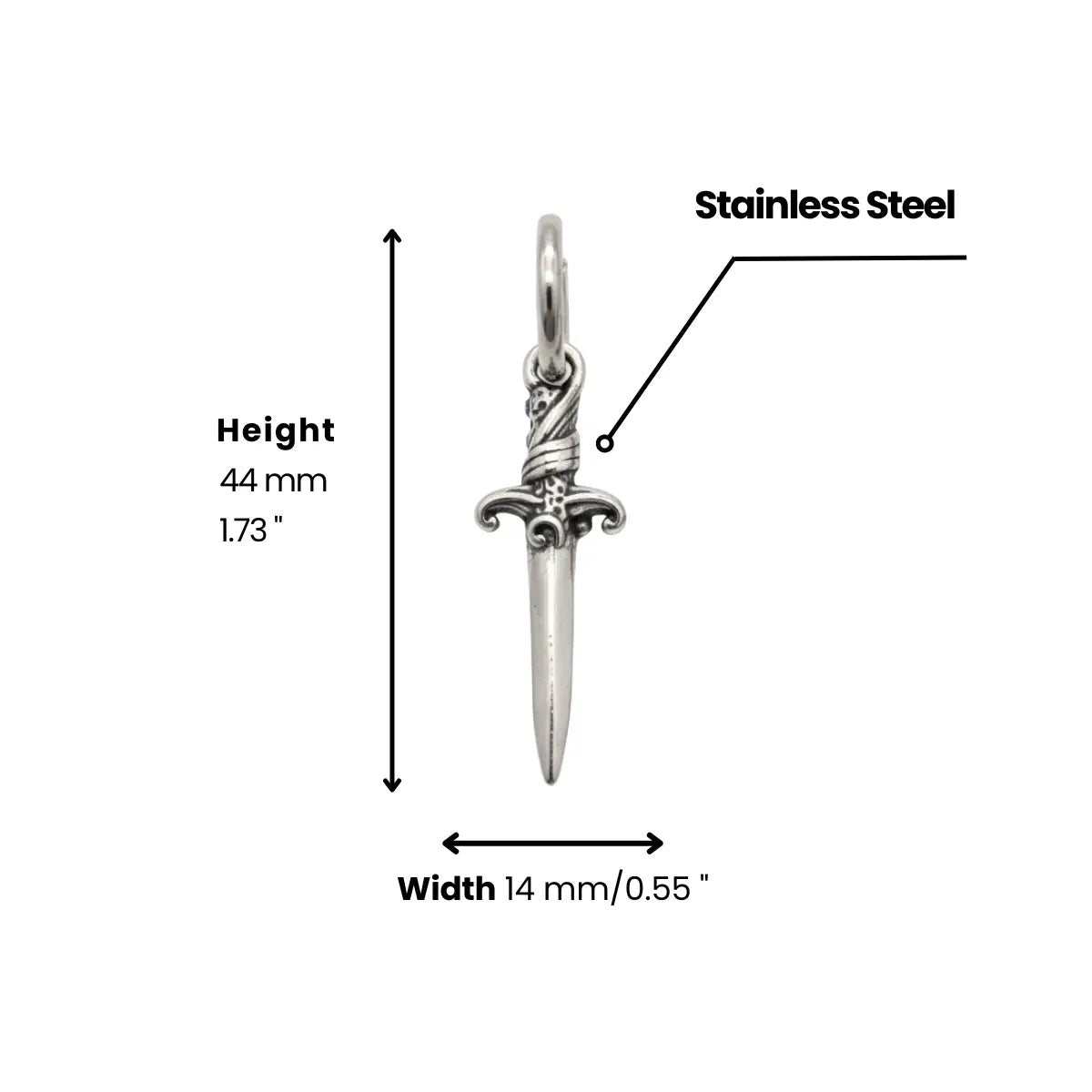 Viking Dagger Earrings Dimensions