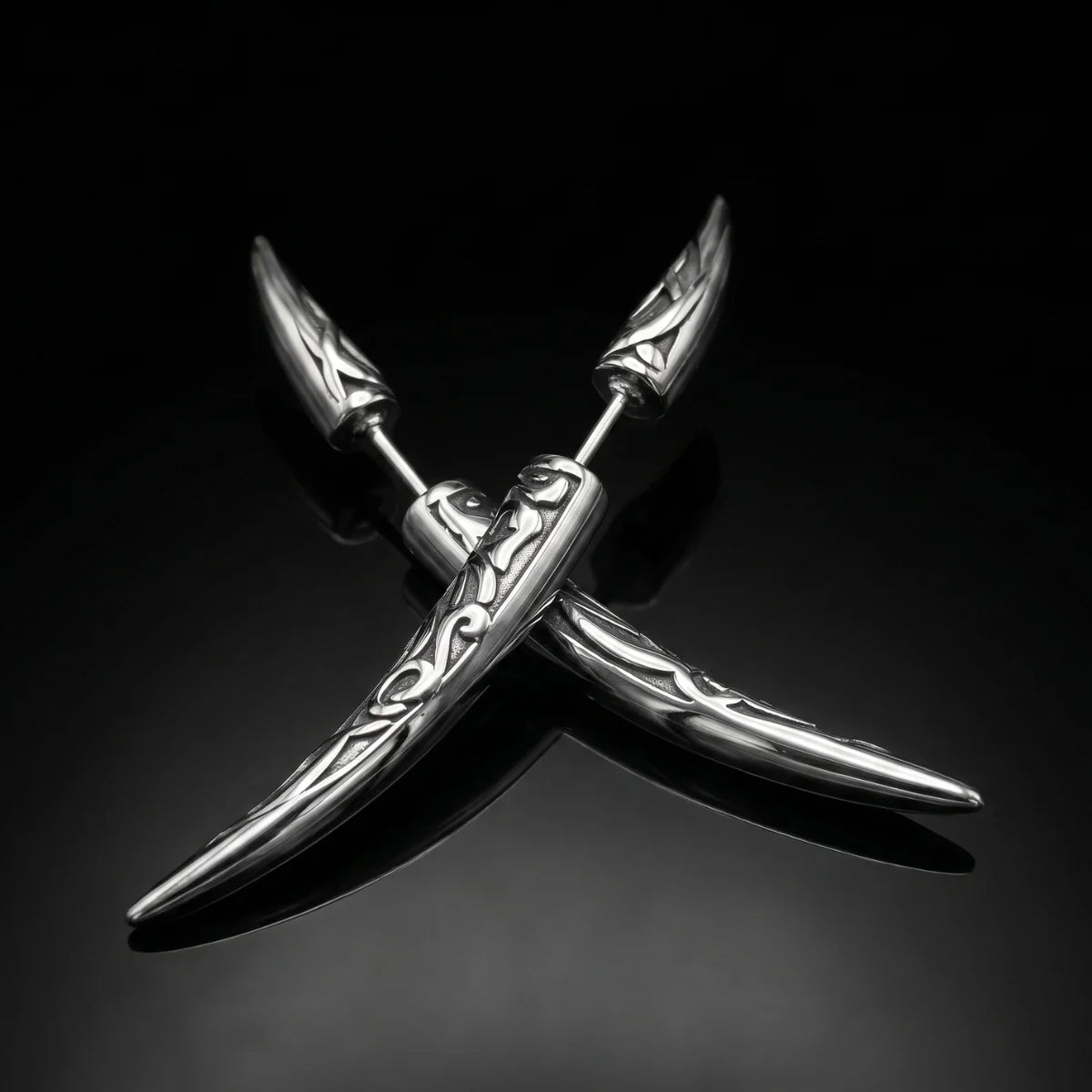 Viking Fang Spike Stud Earrings Details