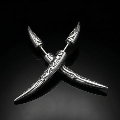 Viking Fang Spike Stud Earrings Details
