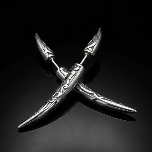 Viking Fang Spike Stud Earrings Details