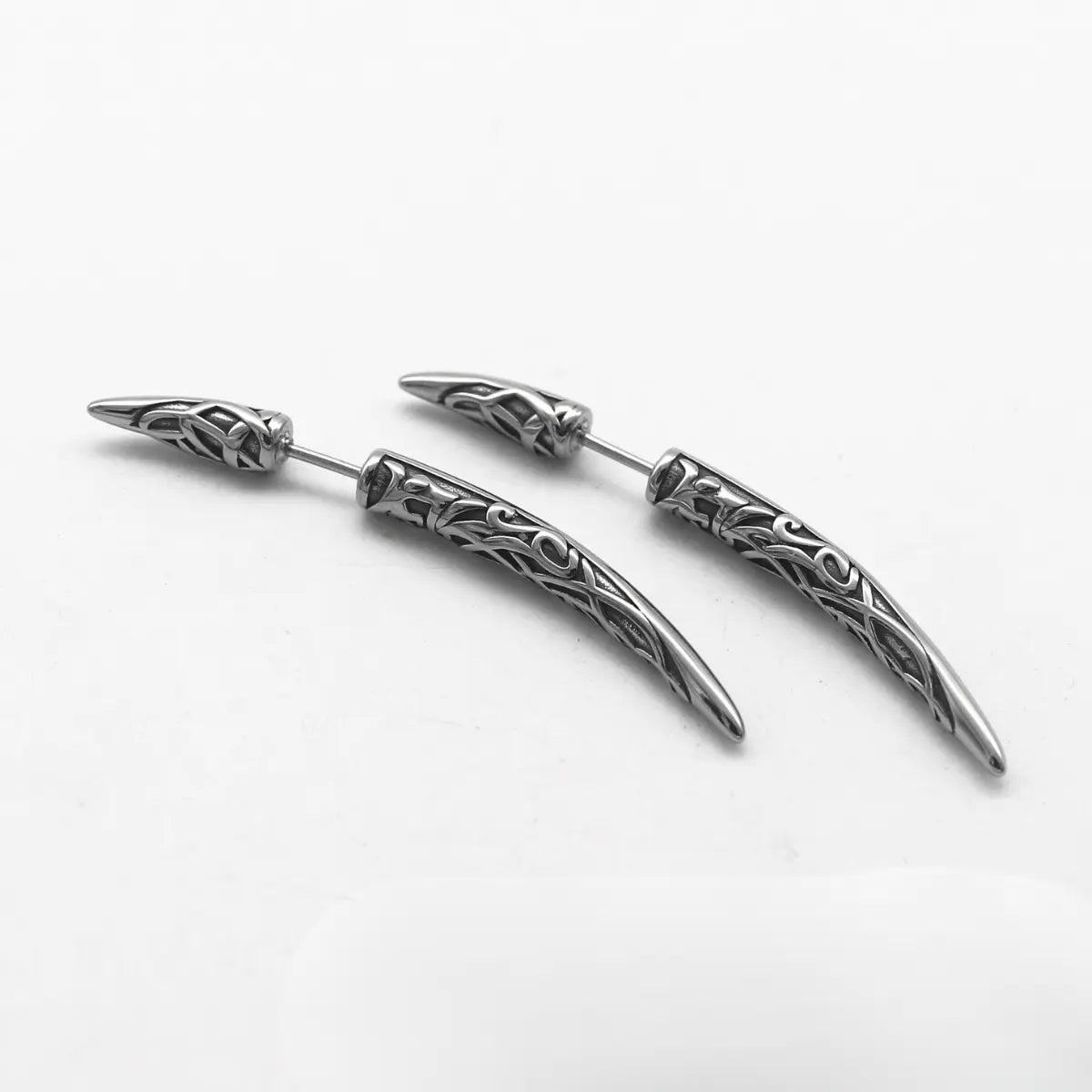 Viking Fang Spike Stud Earrings Front