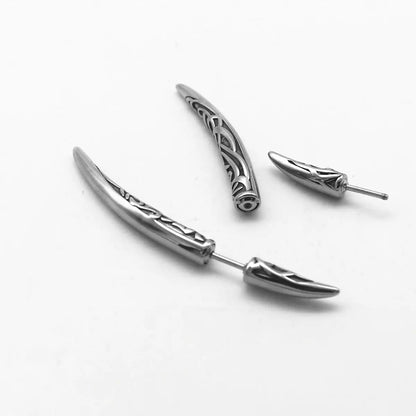 Viking Fang Spike Stud Earrings Side