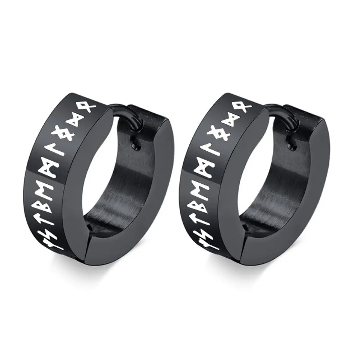 Viking Hoop Earrings Black