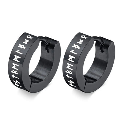 Viking Hoop Earrings Black