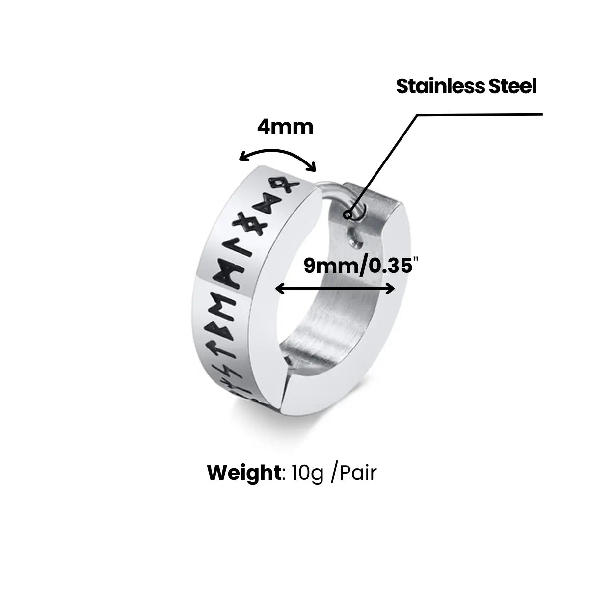 Viking Hoop Earrings Dimensions and Weight